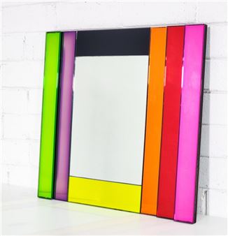 Mirror of Dionysus with polychrome surround - Ettore Sottsass