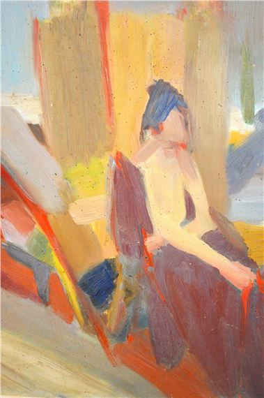 abstract, interior scene with seated figure - Jean Rees