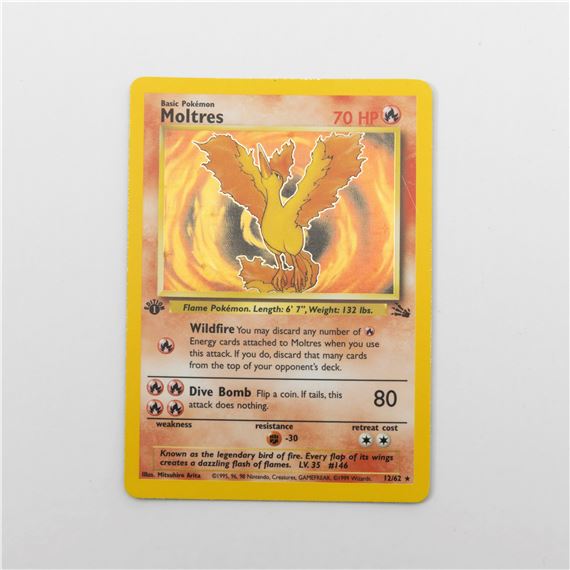 1999 moltres pokemon card #12 Prices | Fossil this item offers a spectacular aesthetic for a gallery 1999 Pokemon Fossil Moltres 27/62