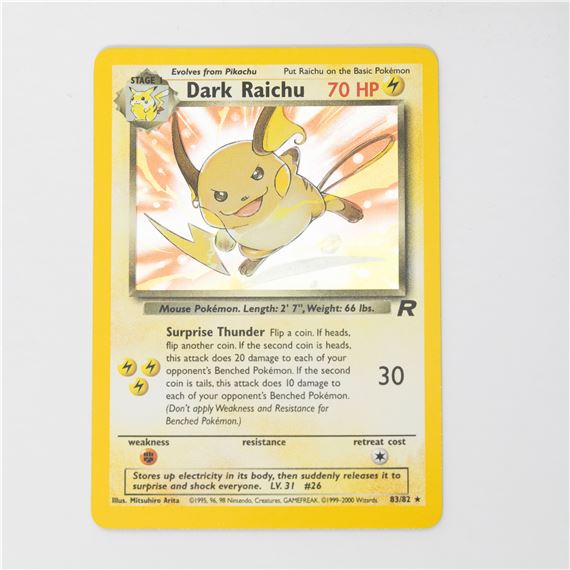 pokemon dark raichu card Dark Raichu Holo Secret Rare Team Rocket 83/82, EX Pokemon Card main image 0