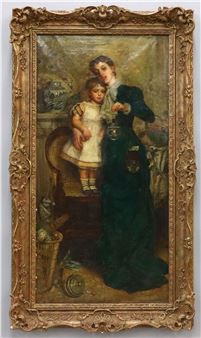 Victorian Genre Scene of Mother & Child