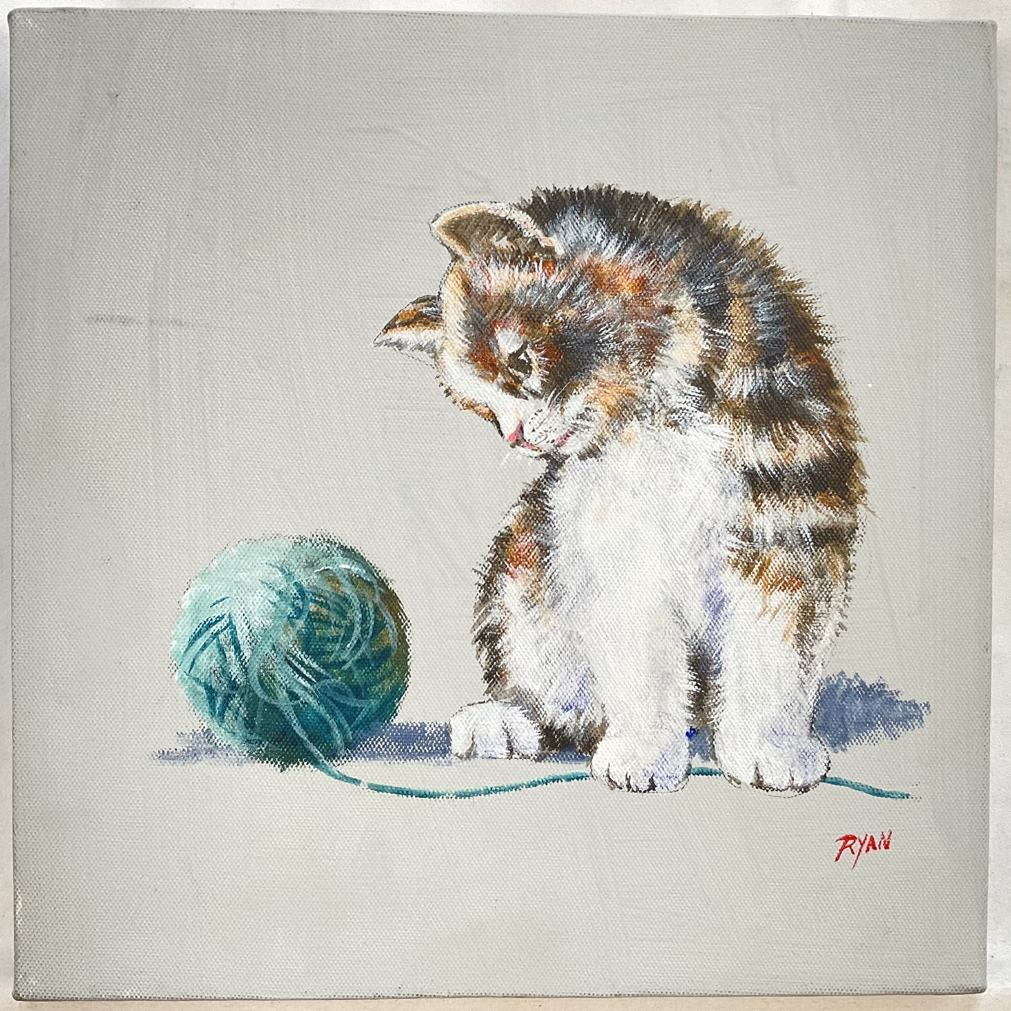 John Ryan | Kitten with a ball of wool | MutualArt