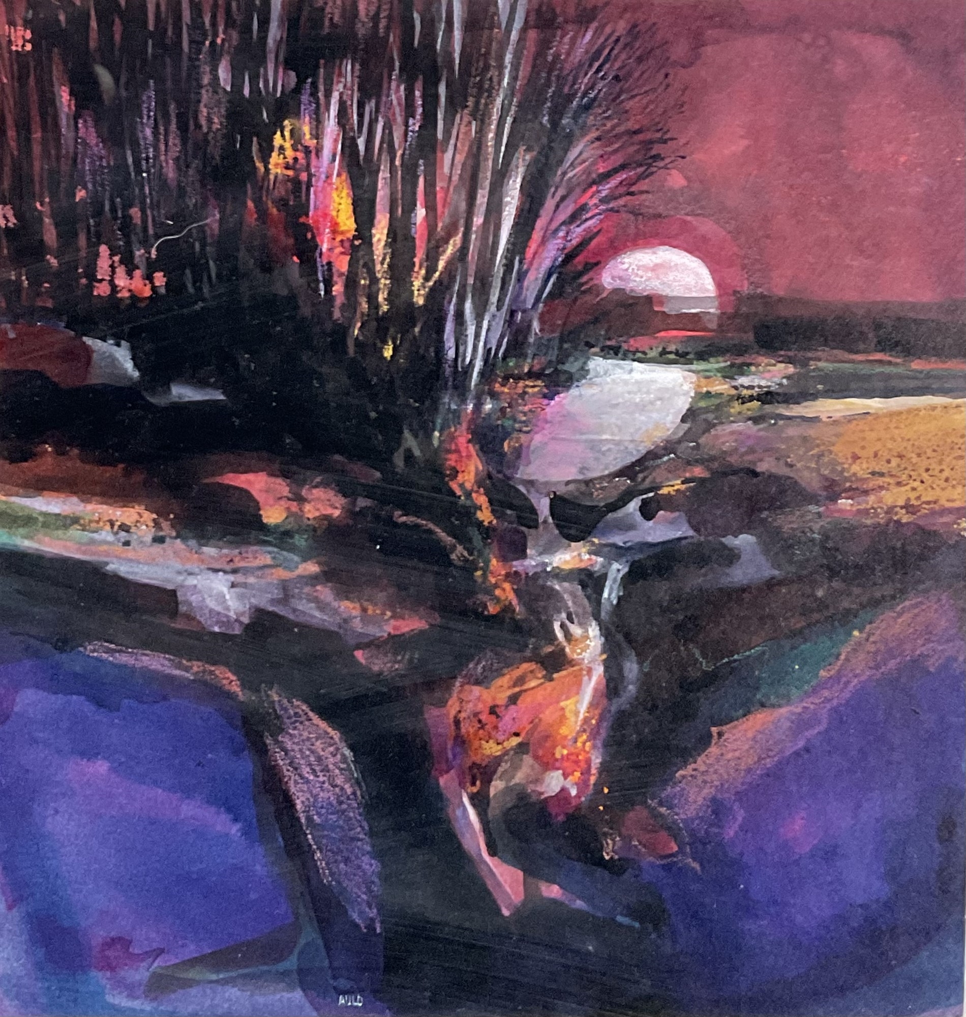 Eric Auld | Red Sky Full Moon Rising | MutualArt