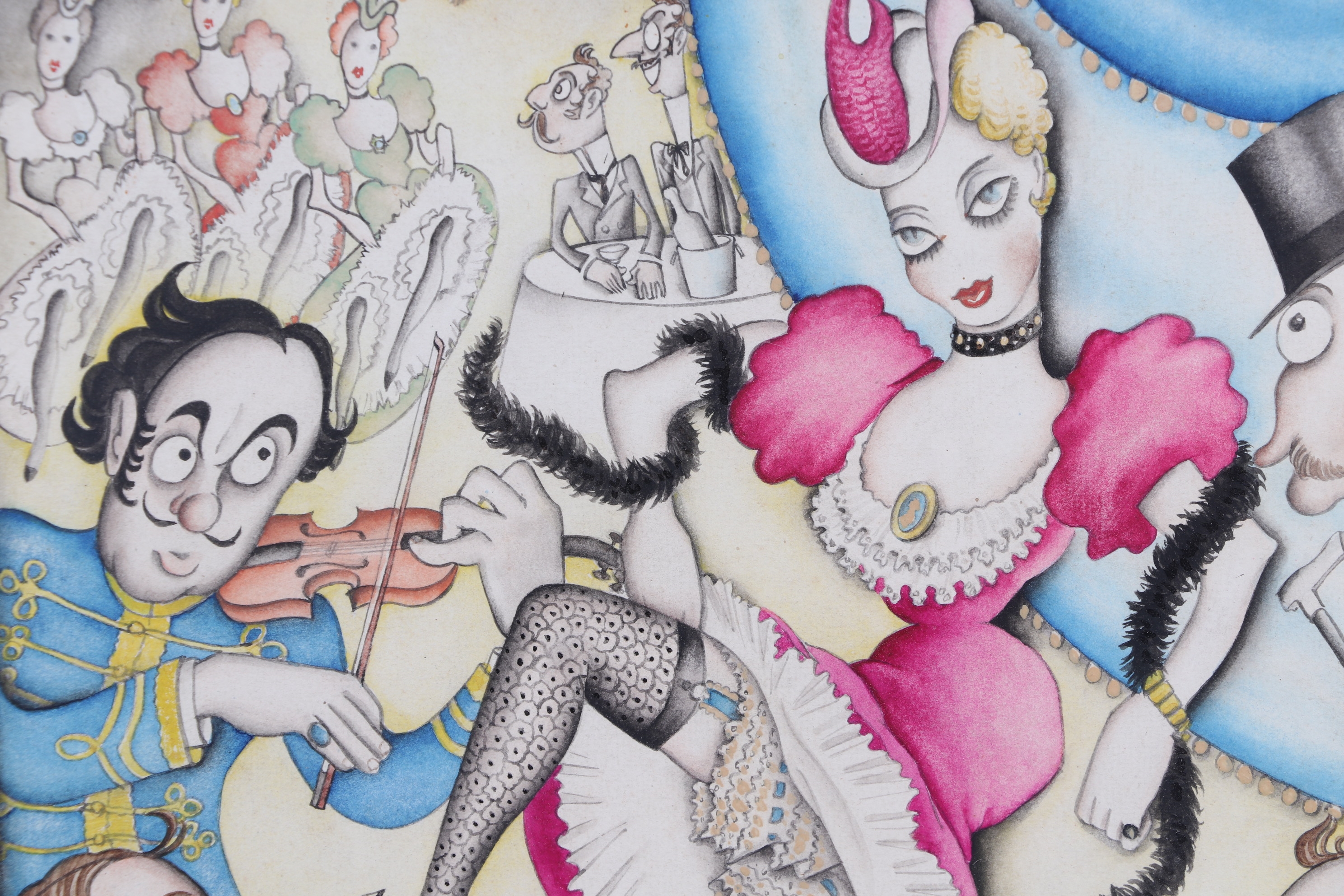 Tony Wysard | A comical study of a Cancan dancer with musician and ...