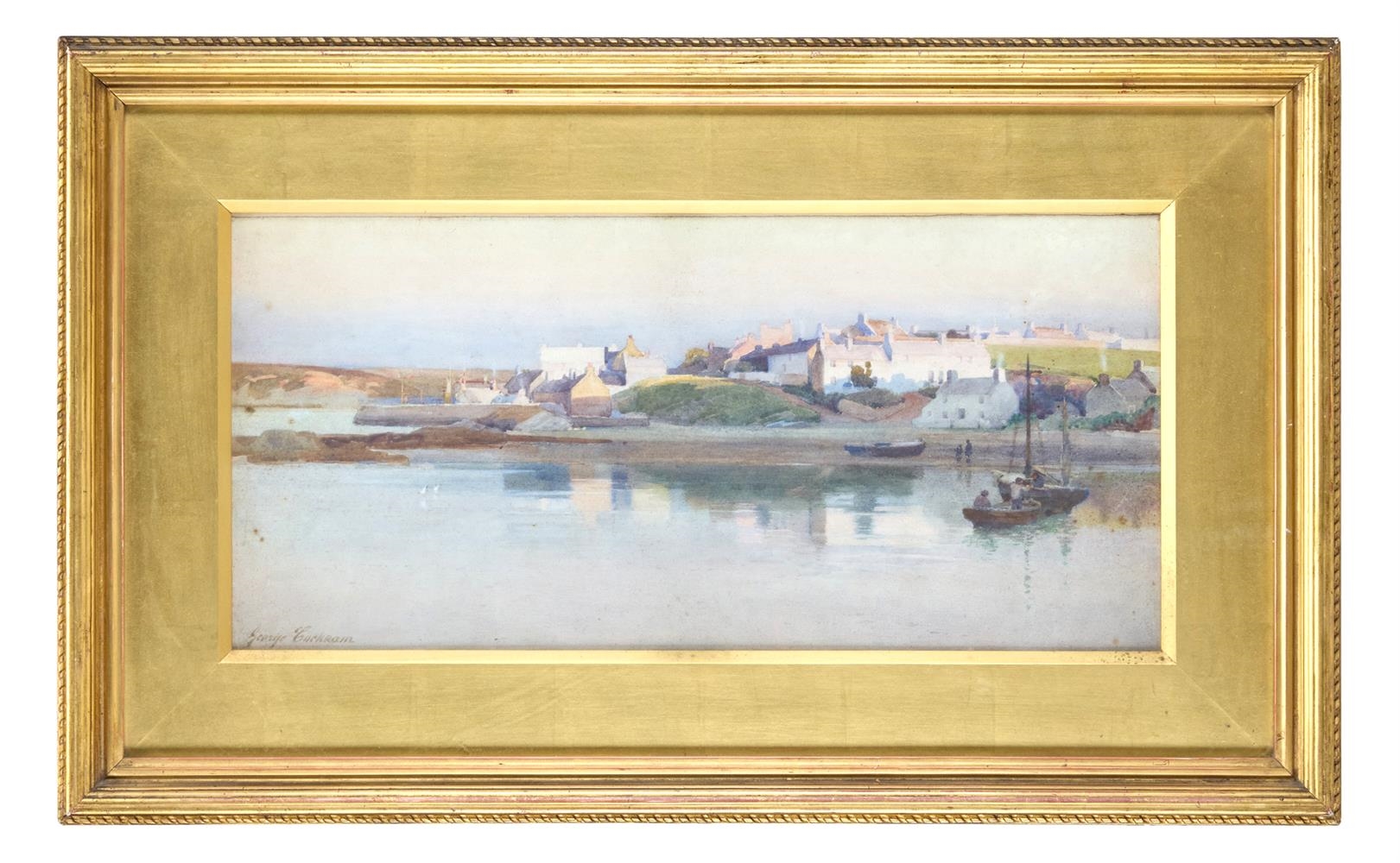 George Cockram | A Village Beside an Inland Waterway | MutualArt