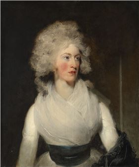 Portrait of Emily, Lady Berkeley, née Lennox (1763-1832), half-length, in a white dress with a blue sash and a grey shawl