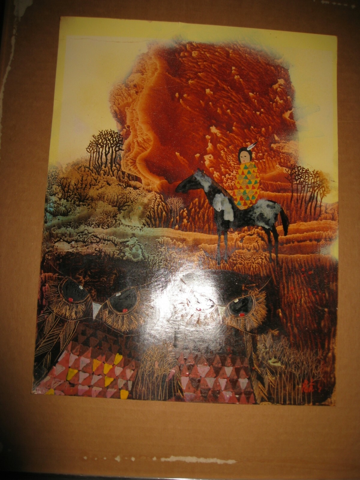 Margo Alexander | Signed Abstract Landscape Native American Woman on ...
