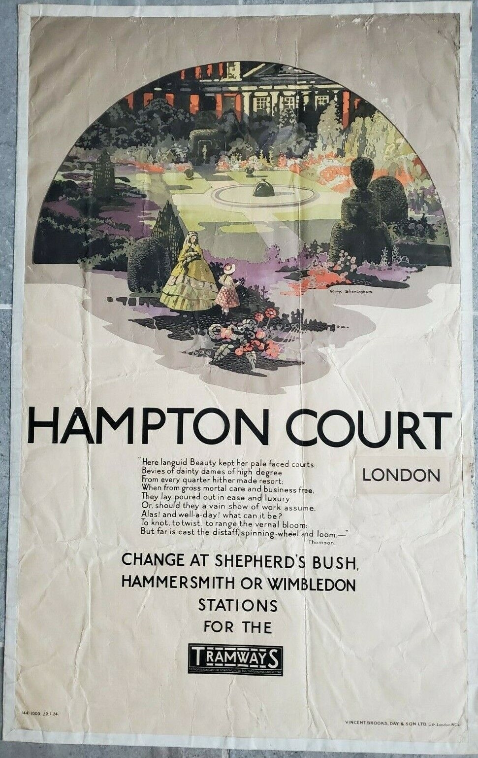 Vincent Brooks | Hampton Court 1924 Tramways Poster (1924) | MutualArt