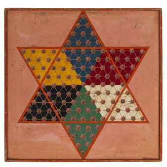 A PAINT-DECORATED CHINESE CHECKERS BOARD - American School, 19th Century