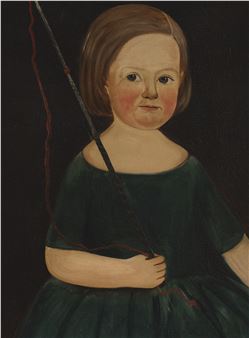 A portrait of a young figure holding a fishing rod against a dark background.