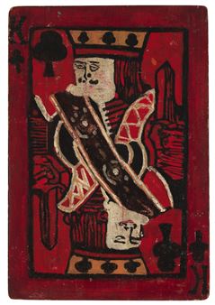 A PAINT-DECORATED KING OF CLUBS GAMEBOARD