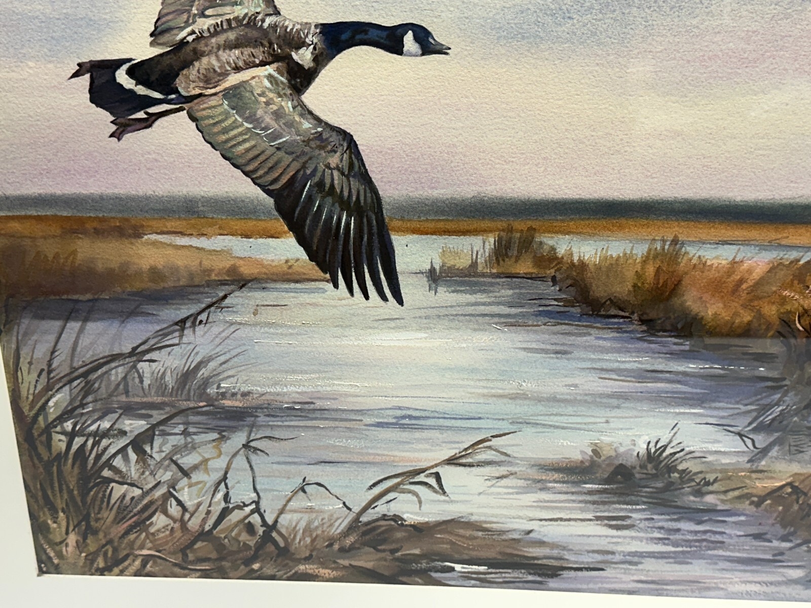 Scott Zuckerman | Goose flying over a marsh | MutualArt