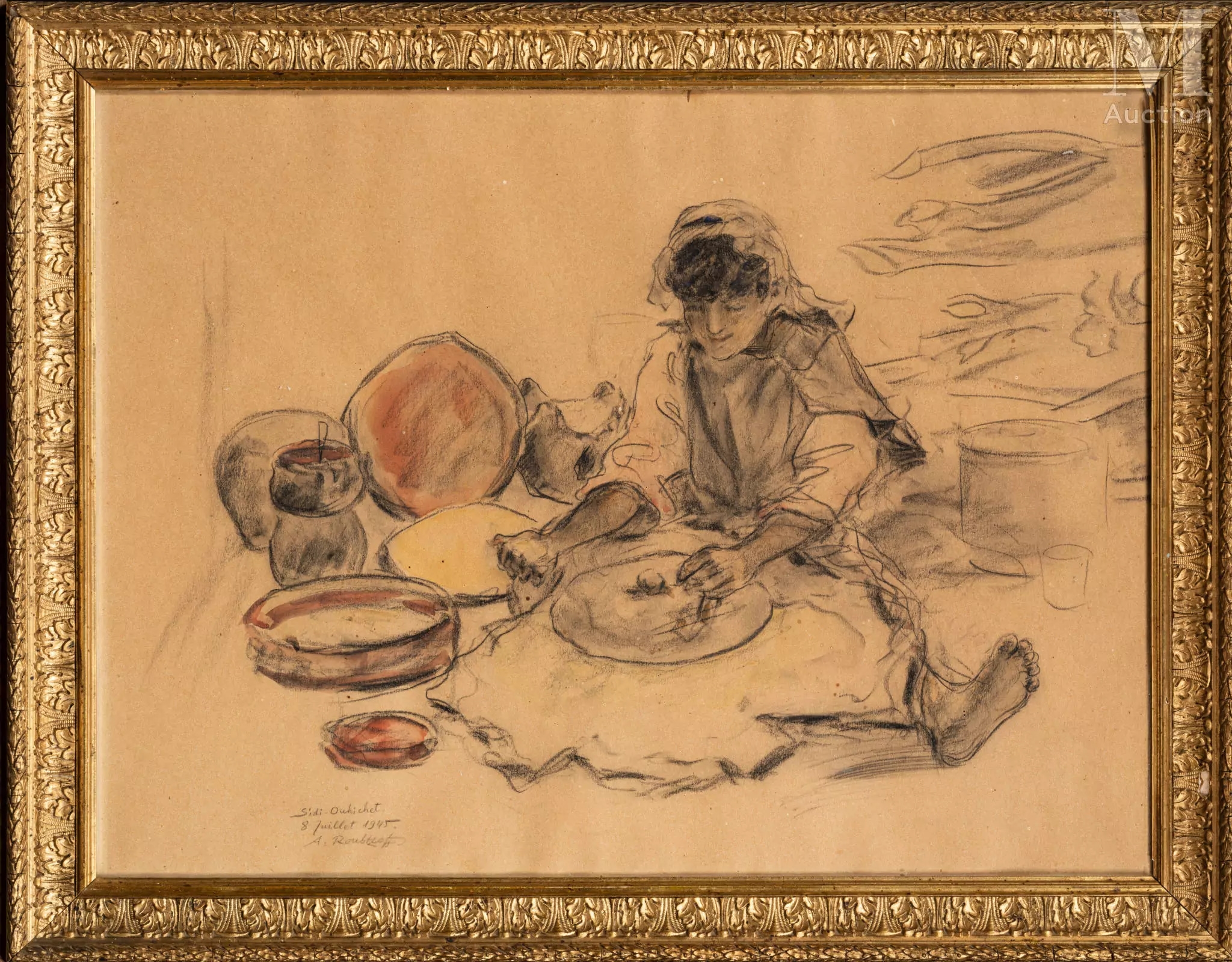 Alexandre Roubtzoff | Portrait de femme à la cuisine (1945) | MutualArt