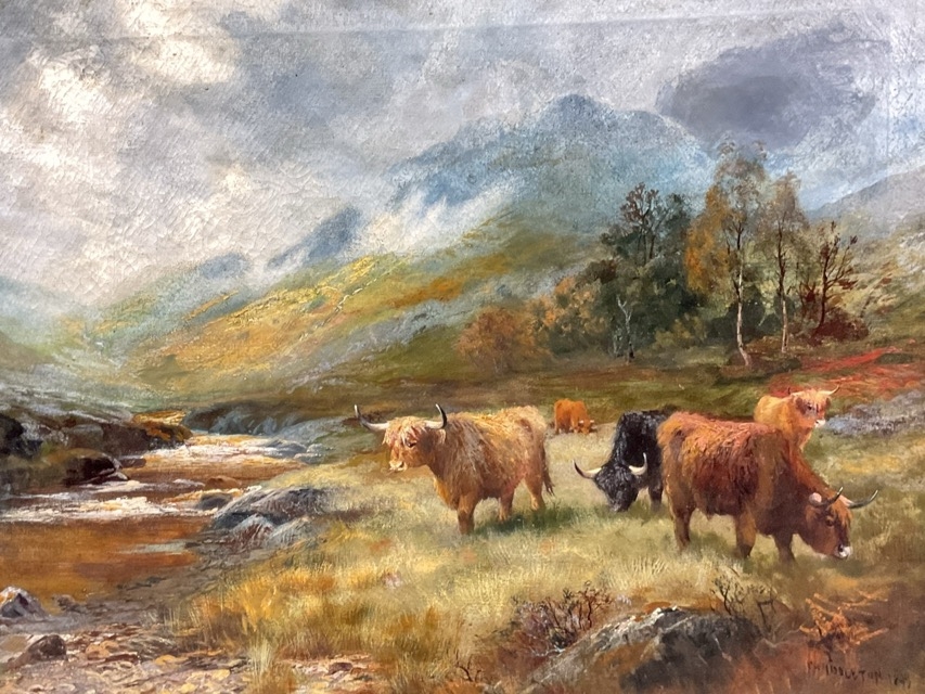 Charles William Middleton | Highland cattle in a Scottish glen (1899 ...