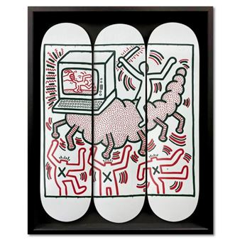 Centipede Skateboard Triptych - Keith Haring