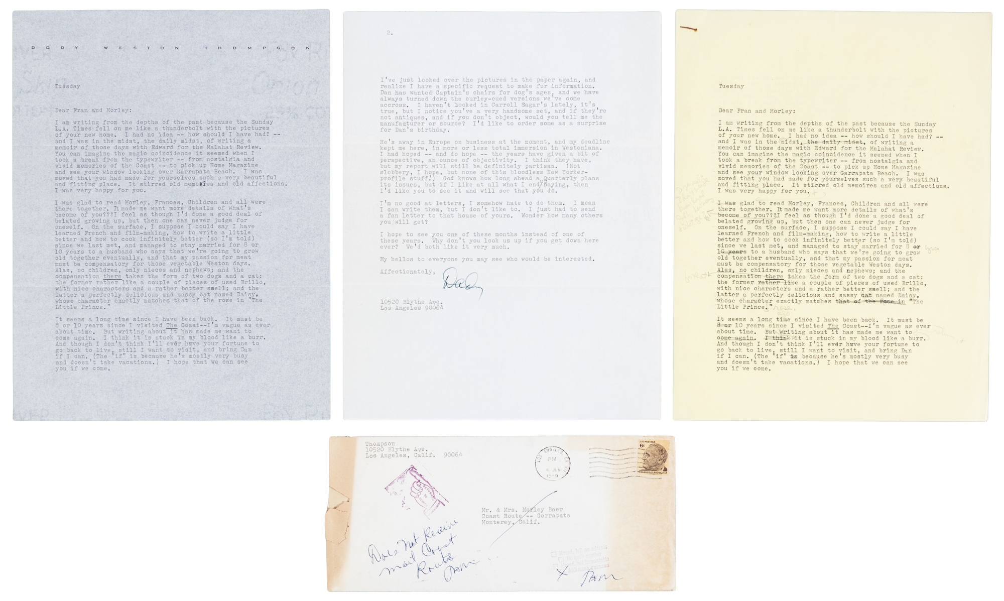 Dody Weston Thompson | Two typed letters from Dody Weston Thompson to ...