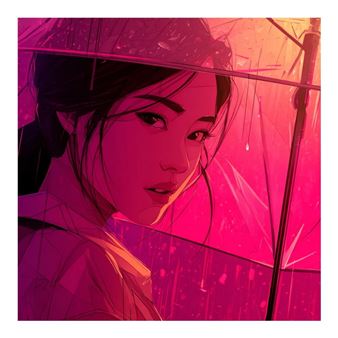 Neon Rain – Portrait Under Umbrella - Yun Sē