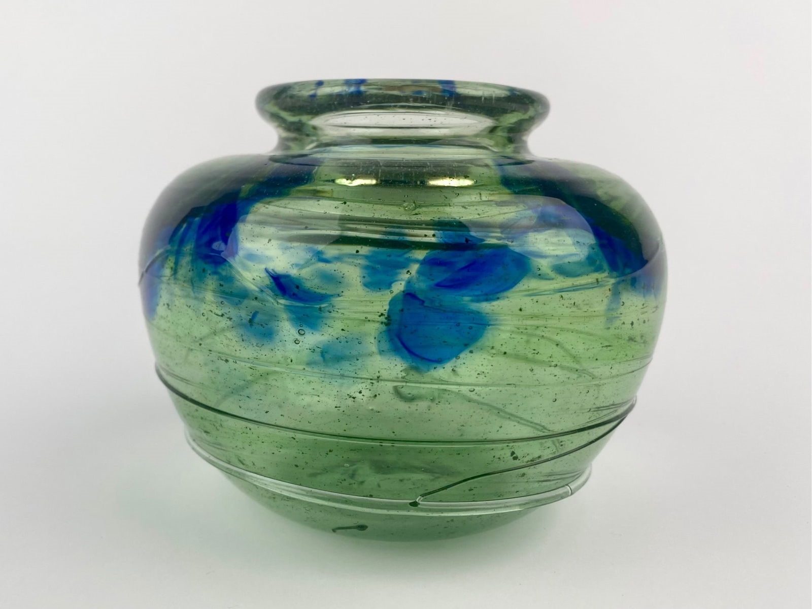 W. Porter | Studio Art Glass Vase in Green and Blue (1973) | MutualArt