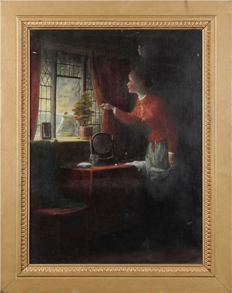 David Hardy | Lady looking out of her window (Late 19th Century ...