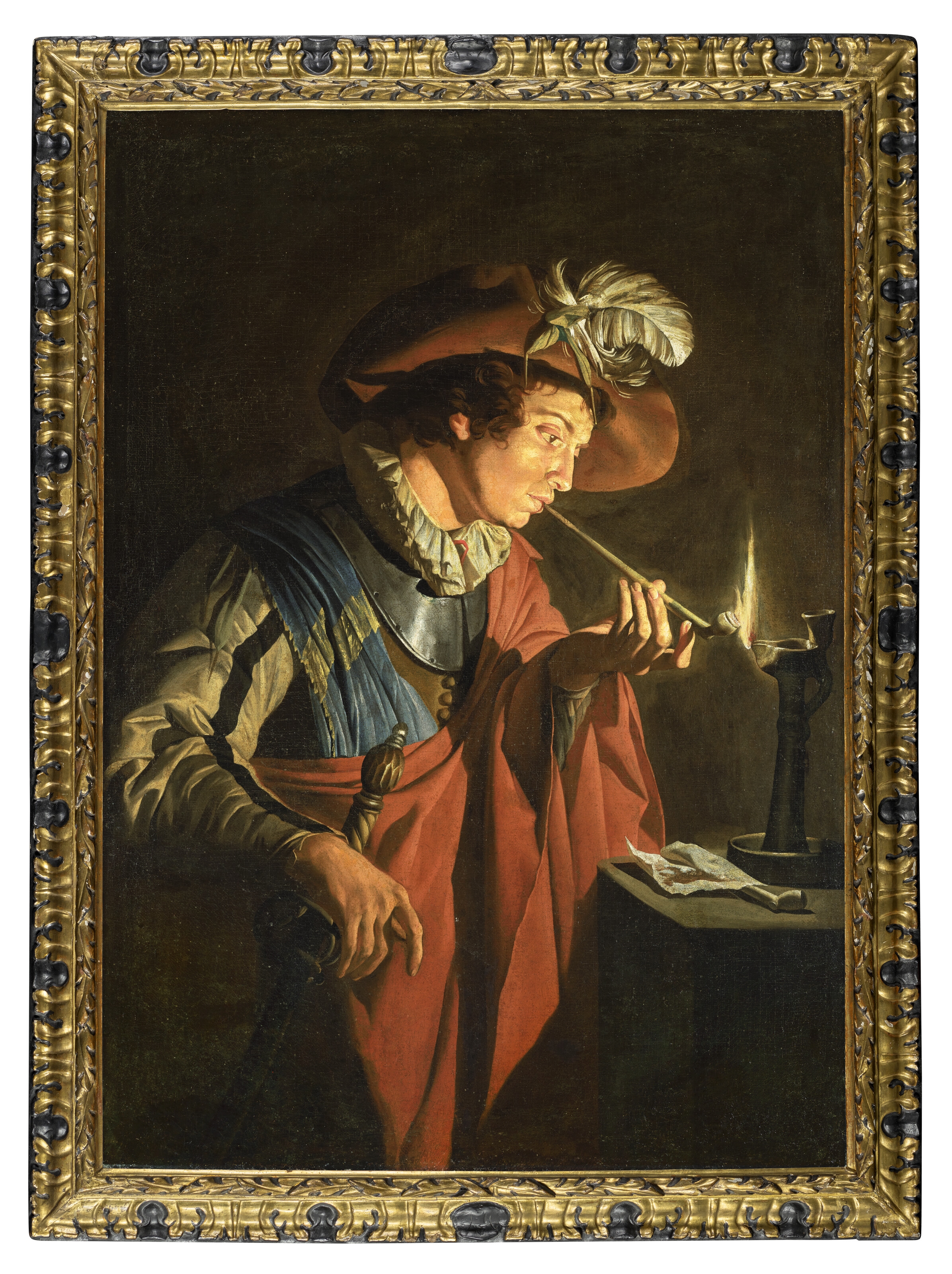 Matthias Stomer | A young man lighting his pipe | MutualArt
