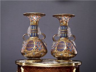A PAIR OF IMPORTANT 19TH CENTURY ENAMELLED GLASS VASES FOR THE ISLAMIC MARKET - Philippe Joseph Brocard