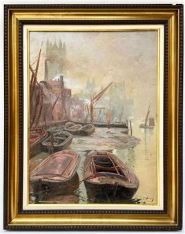 The banks of the Thames, London - Émile Vernon