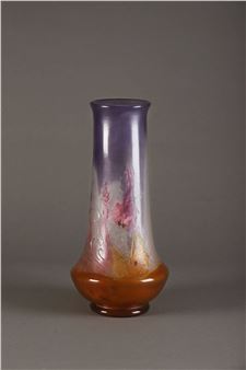Tubular vase with conical neck on swollen base and recessed pedestal - Emile Gallé