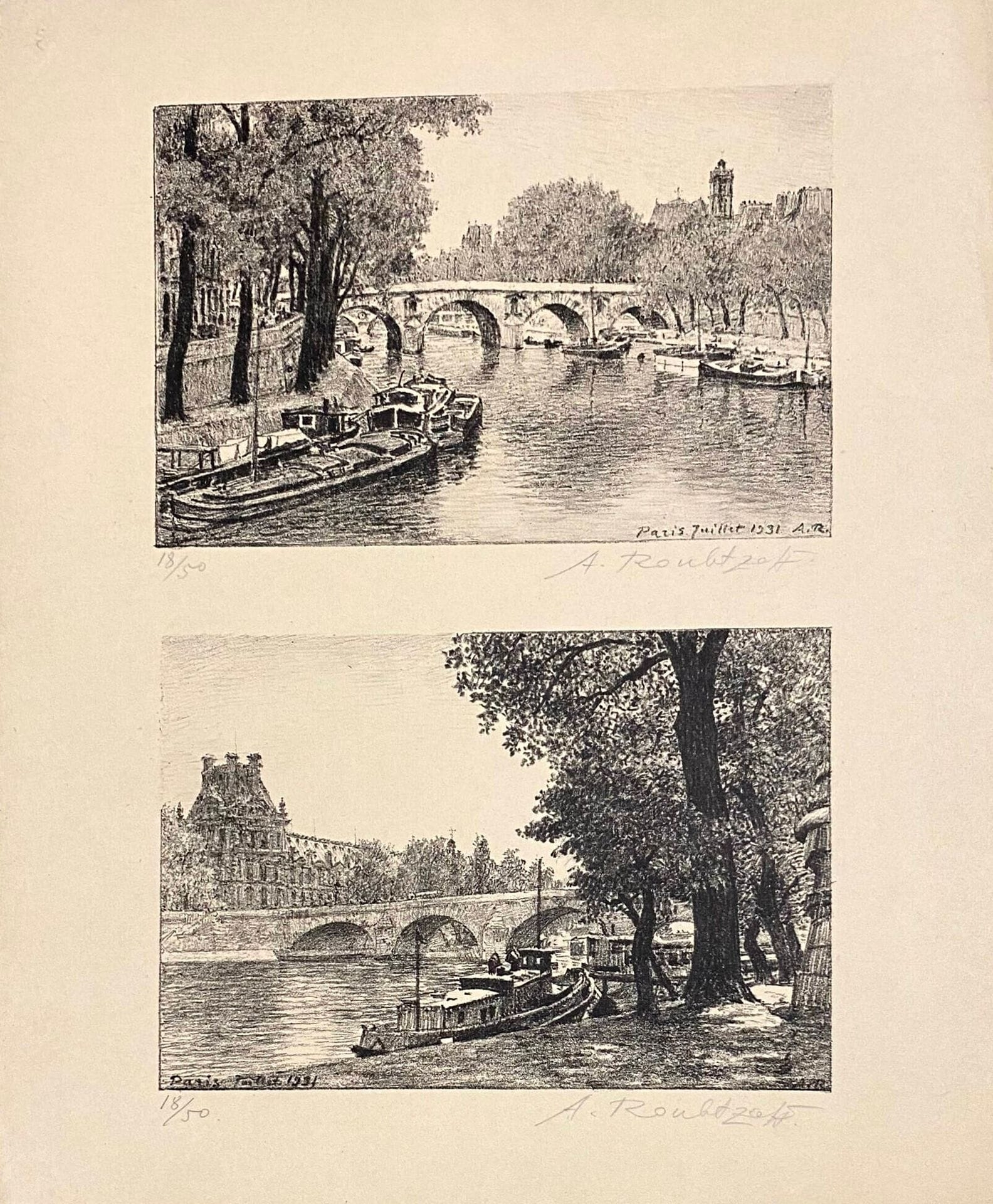 Alexandre Roubtzoff | Two black lithographs on a single sheet (1931 ...