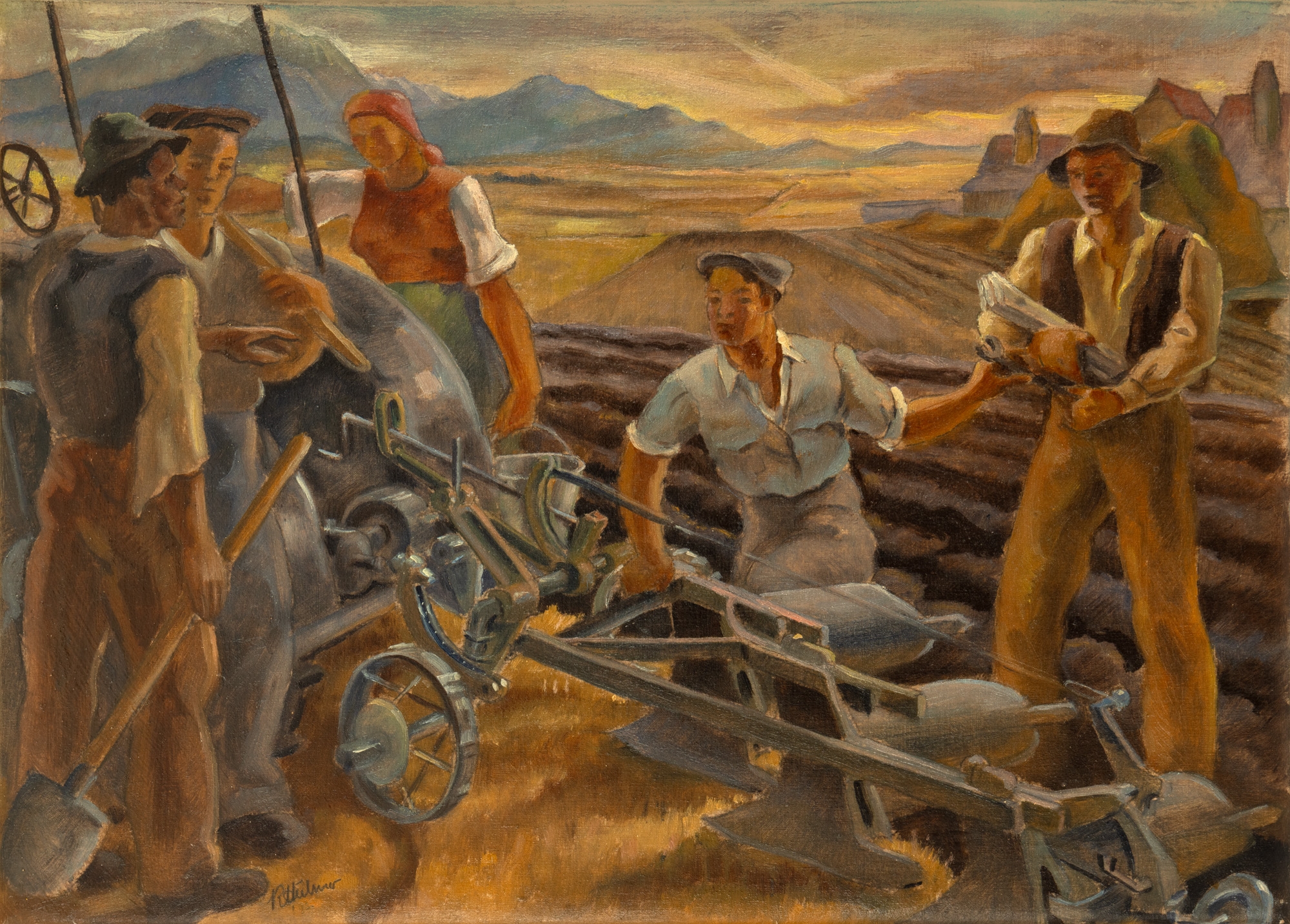 Carol Hübner | Peasants working the land (Mechanization of agriculture ...