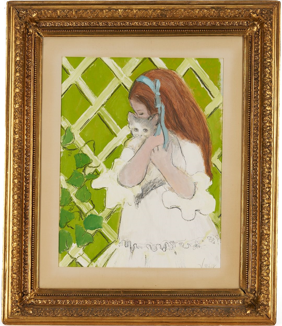 Charles Inzer | Girl with Cat (Late 20) | MutualArt