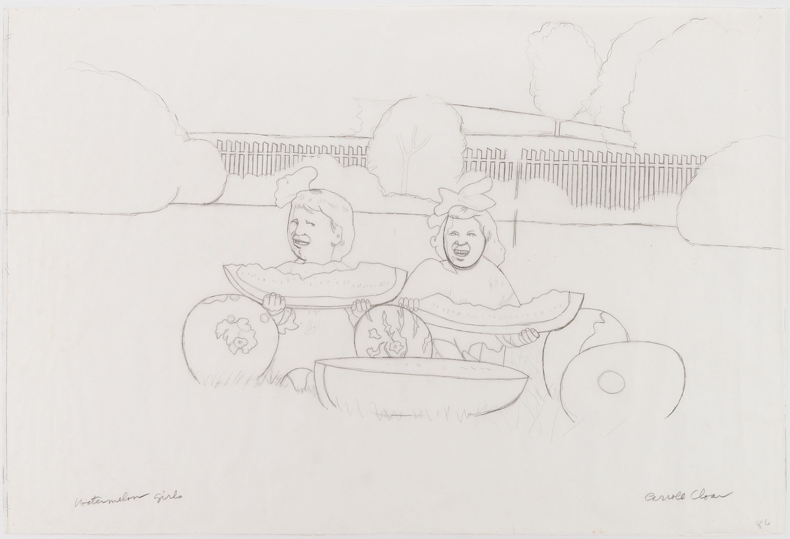 Carroll Cloar | study for Watermelon Girls (1986) | MutualArt