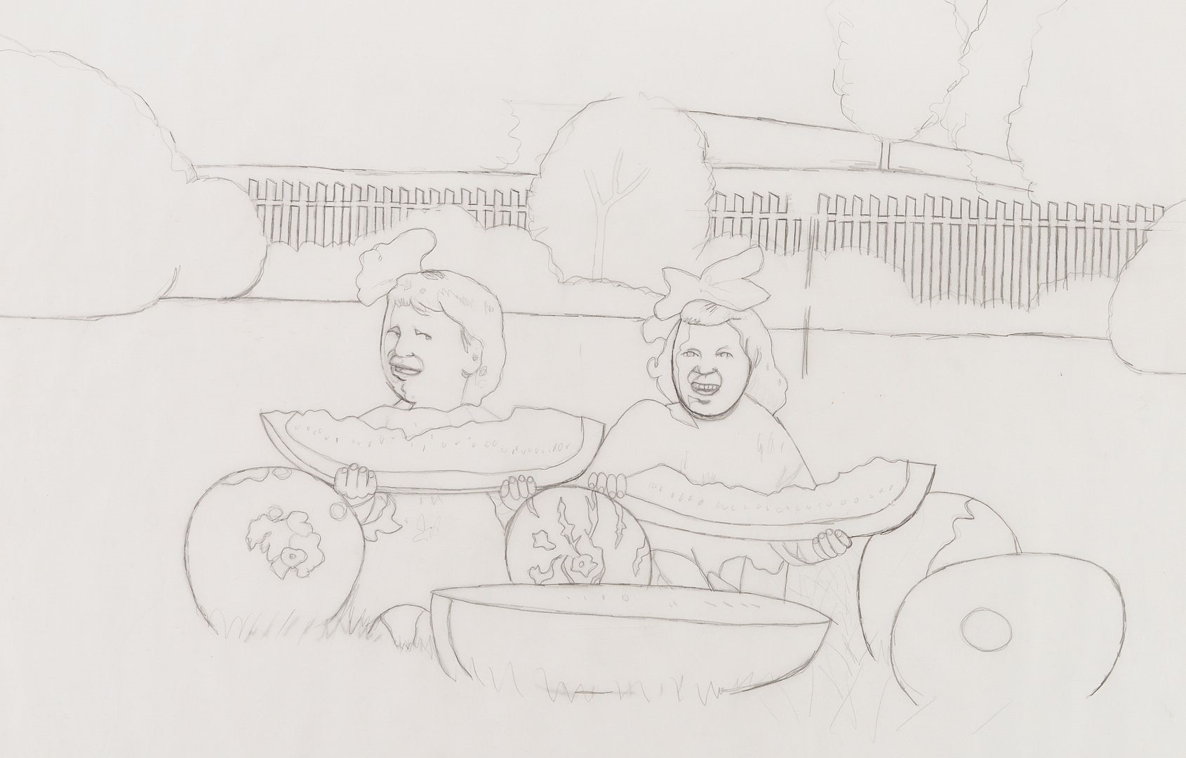 Carroll Cloar | study for Watermelon Girls (1986) | MutualArt