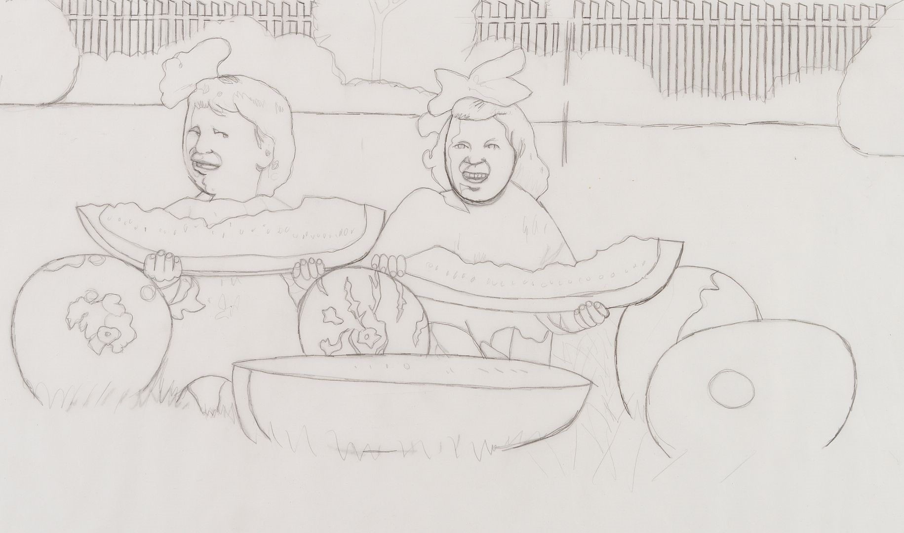 Carroll Cloar | study for Watermelon Girls (1986) | MutualArt