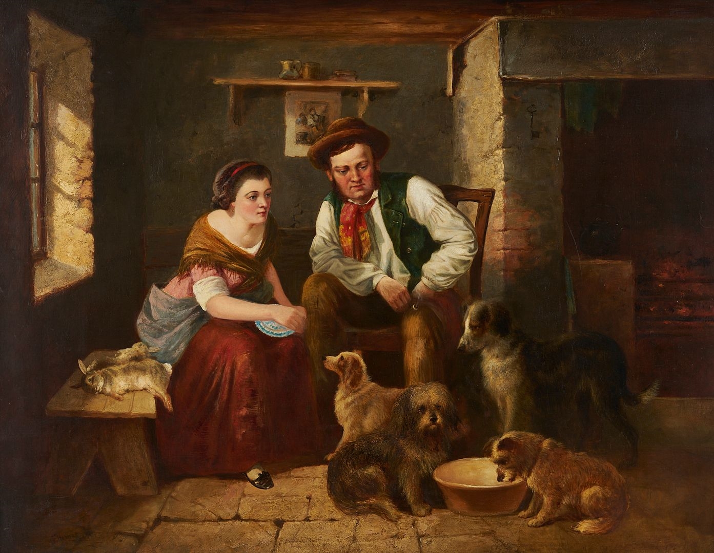 George Hepper | Interior Genre Scene (1852) | MutualArt