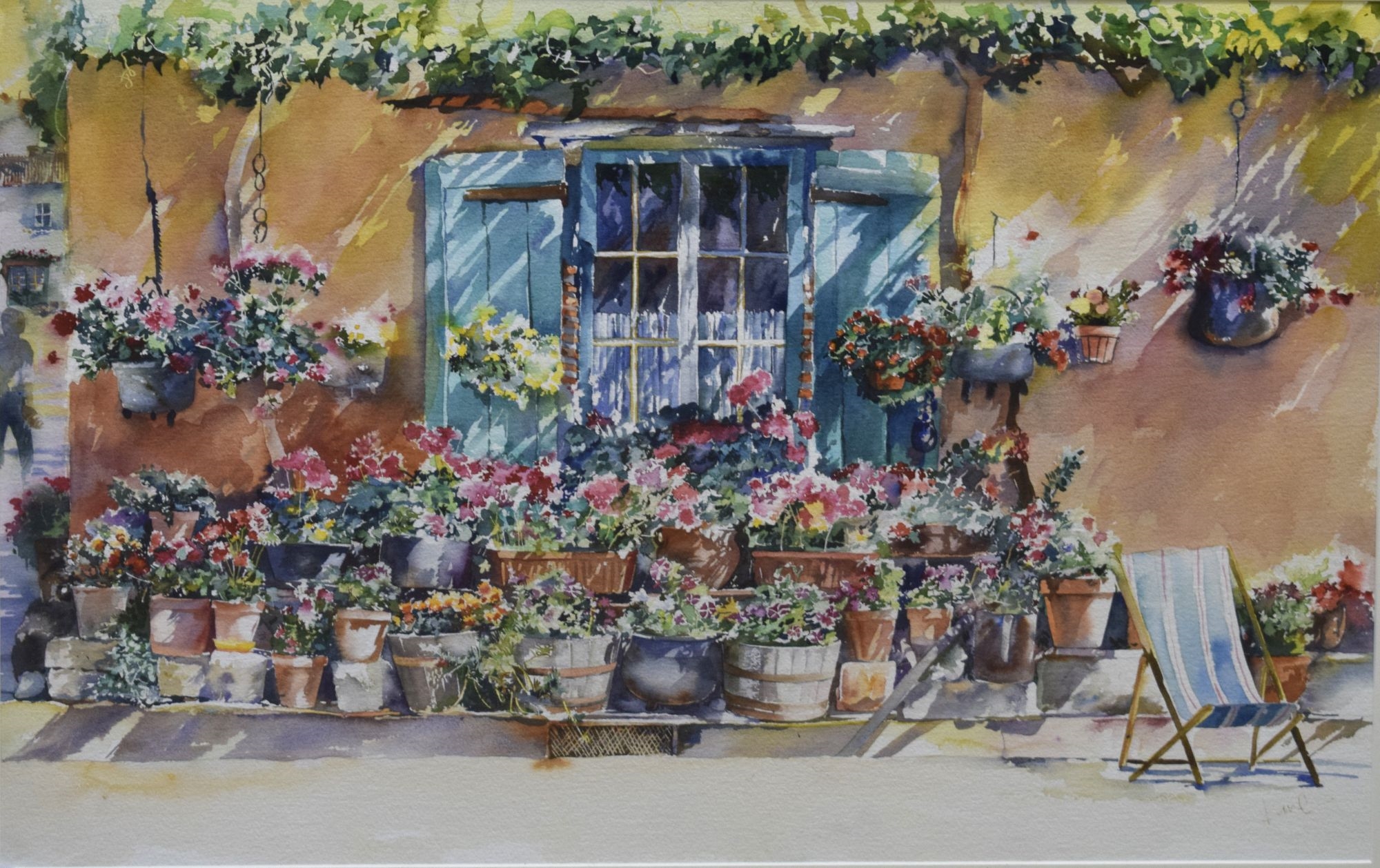 Annette Kane | Flower pots outside shutter doors | MutualArt