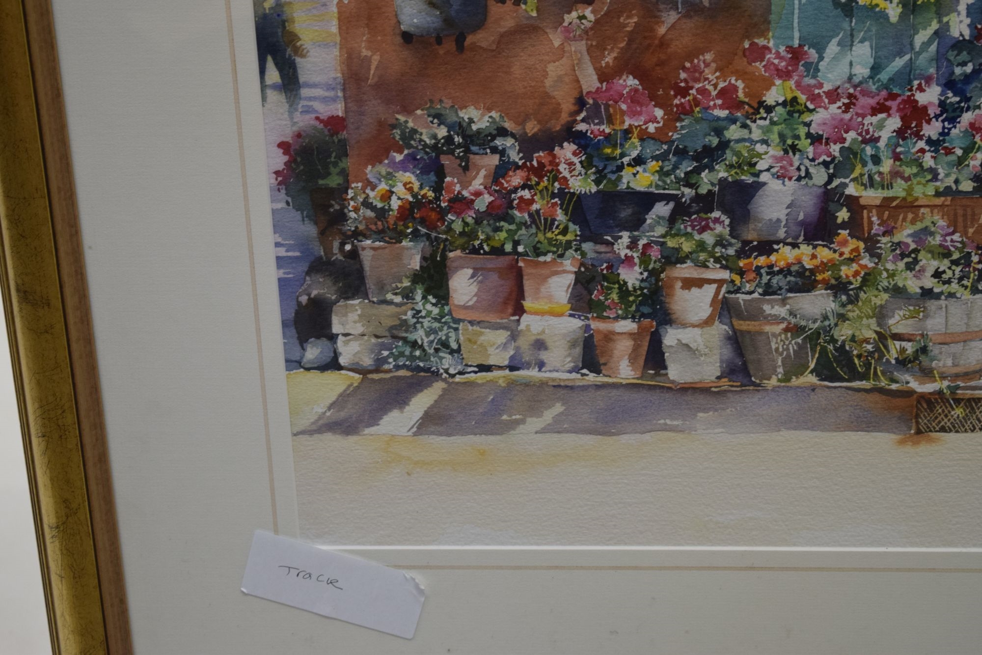 Annette Kane | Flower pots outside shutter doors | MutualArt