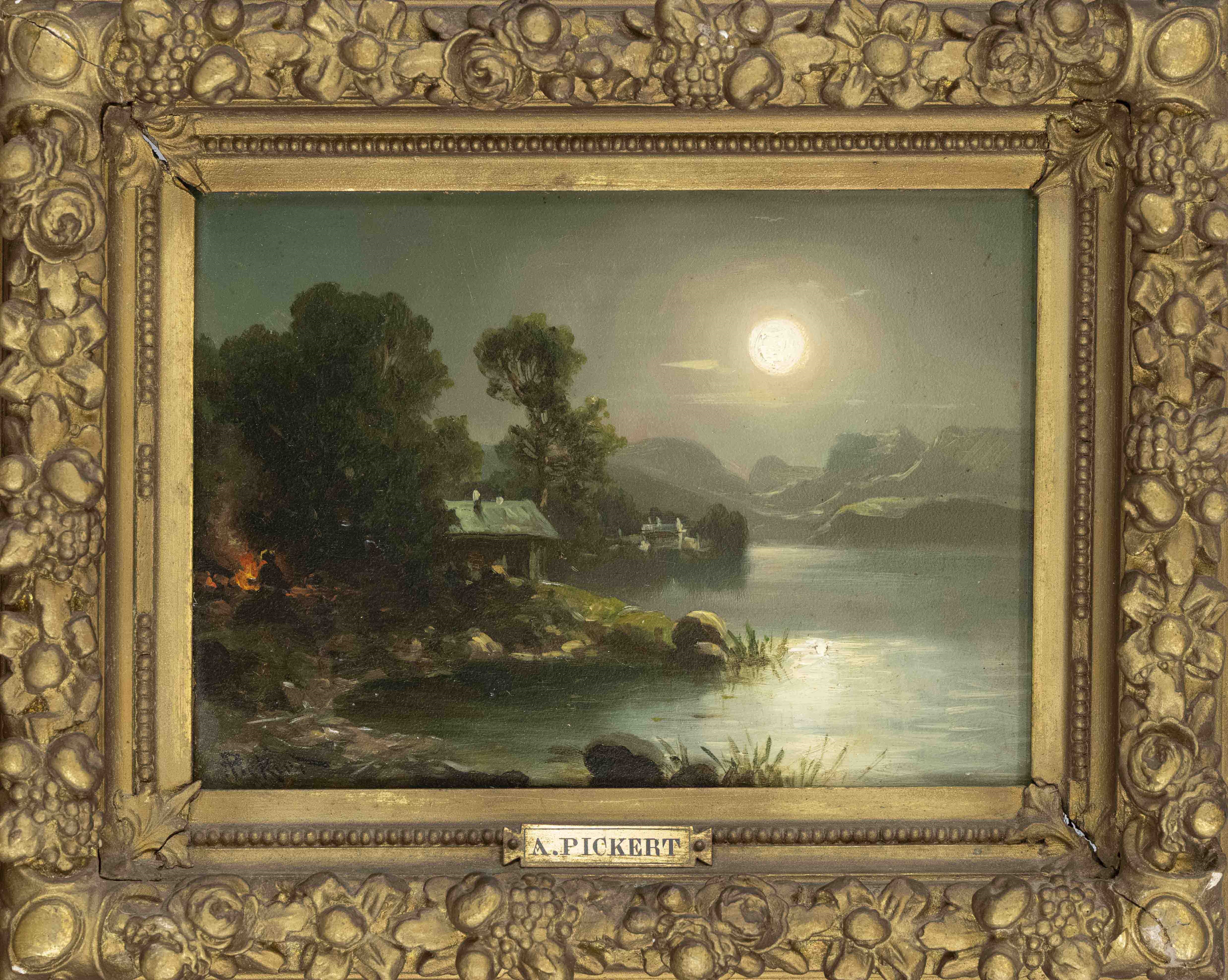 Anton Pickert | Full moon over Lake Lucerne | MutualArt