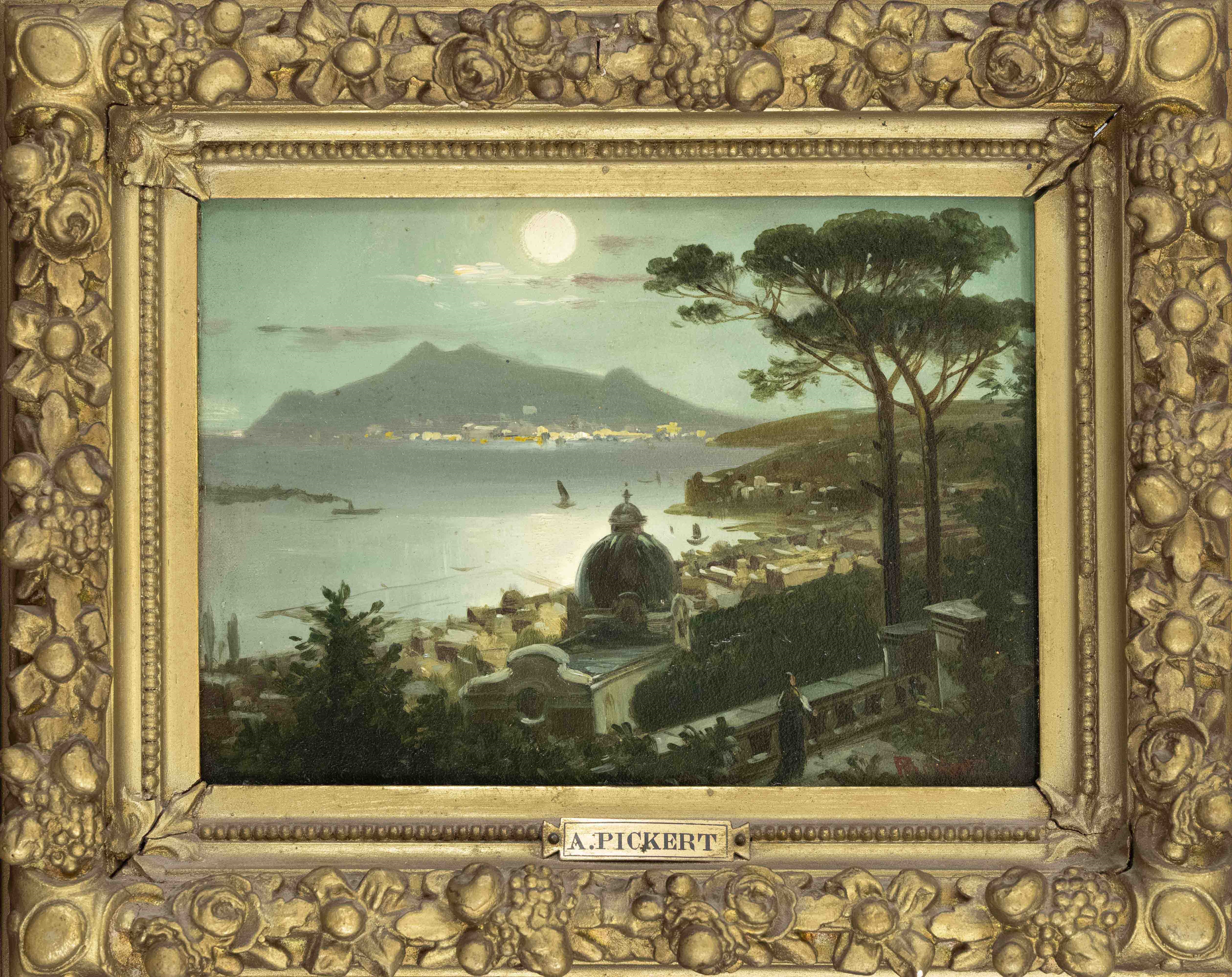 Anton Pickert | Full moon over the Gulf of Naples | MutualArt