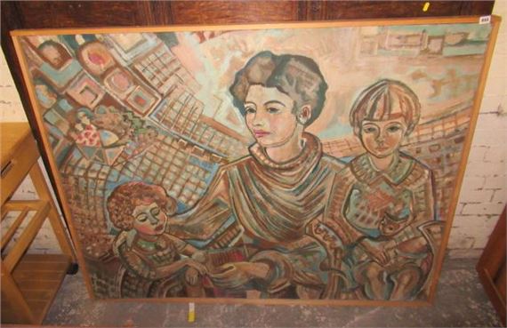 MOTHER AND TWO CHILDREN - Arthur Kitching