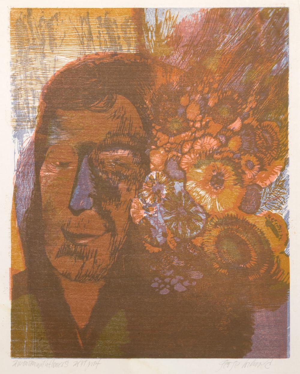 George Lockwood | A woman with Flowers (Circa 1963) | MutualArt