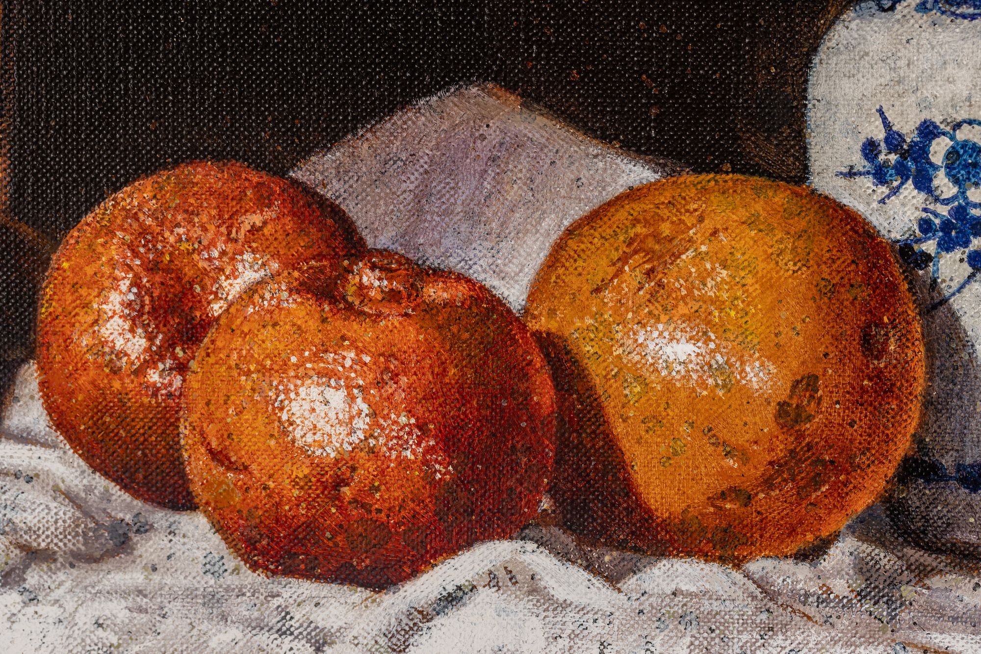 A classical still life featuring polished copper vessels and ceramic jars arranged on patterned textiles.