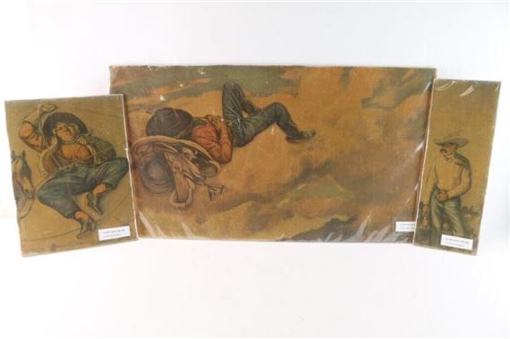 2 fragment from prints and "Cowboys Dream" - Lon Megargee