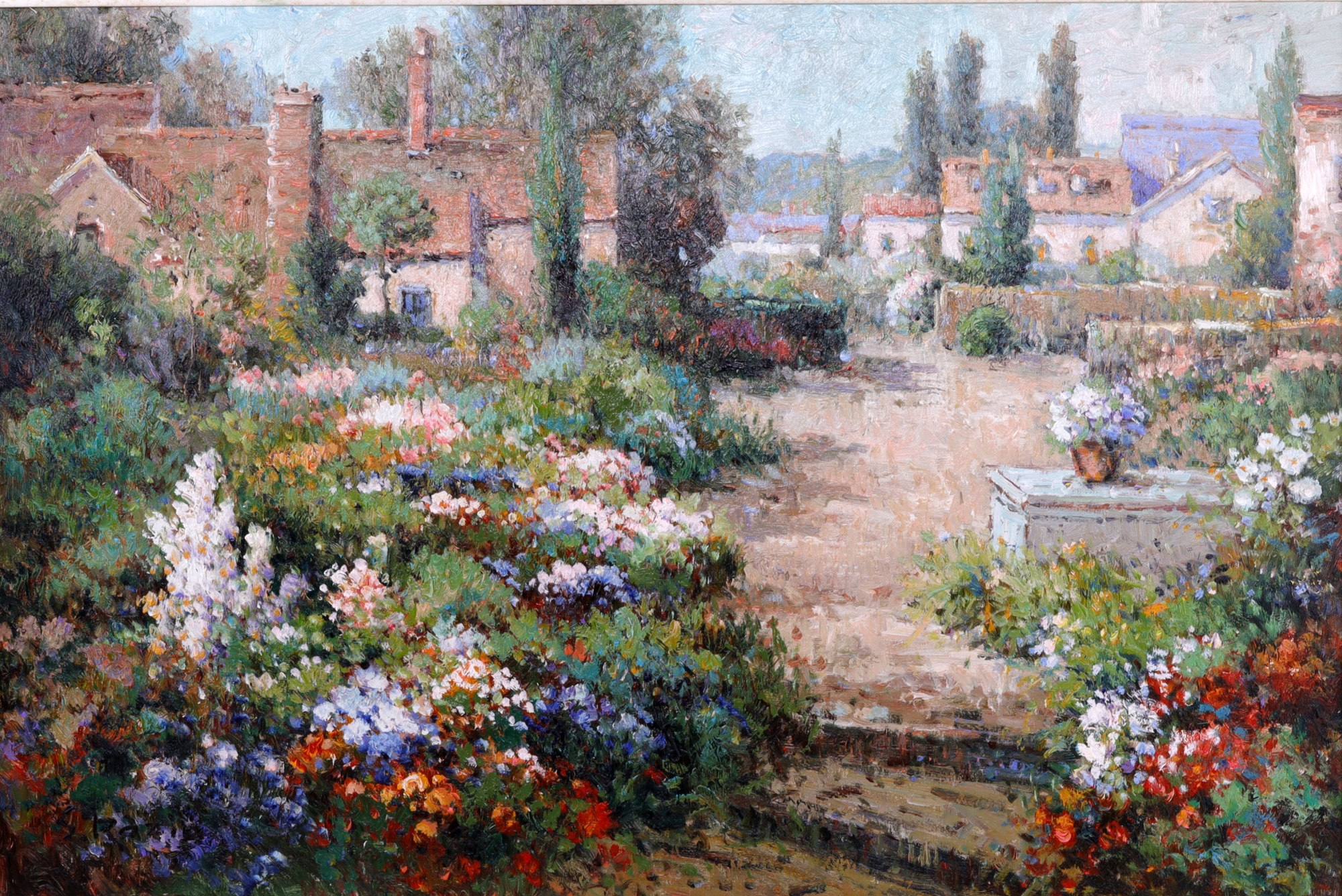 S. Razin | S RAZIN OIL PAINTING OF A GARDEN VILLAGE | MutualArt