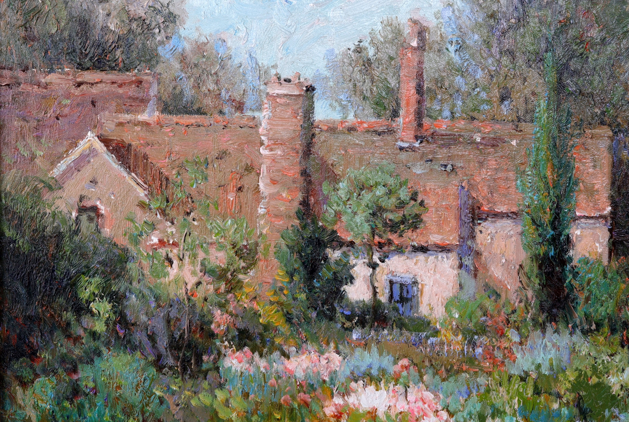 S. Razin | S RAZIN OIL PAINTING OF A GARDEN VILLAGE | MutualArt