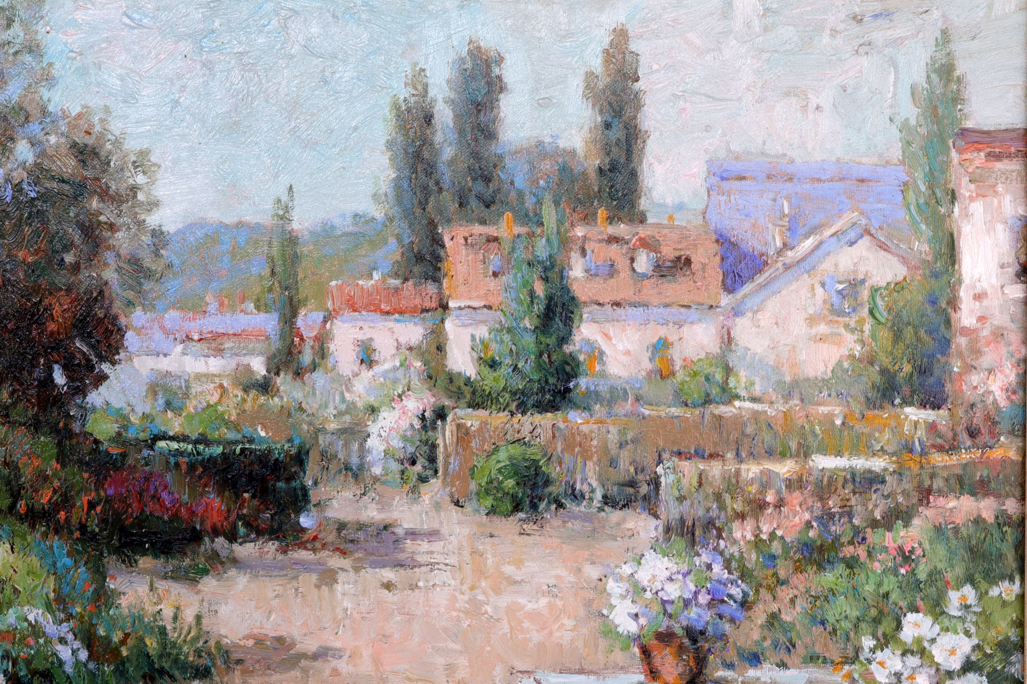 S. Razin | S RAZIN OIL PAINTING OF A GARDEN VILLAGE | MutualArt