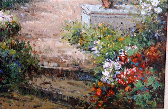 S. Razin | S RAZIN OIL PAINTING OF A GARDEN VILLAGE | MutualArt