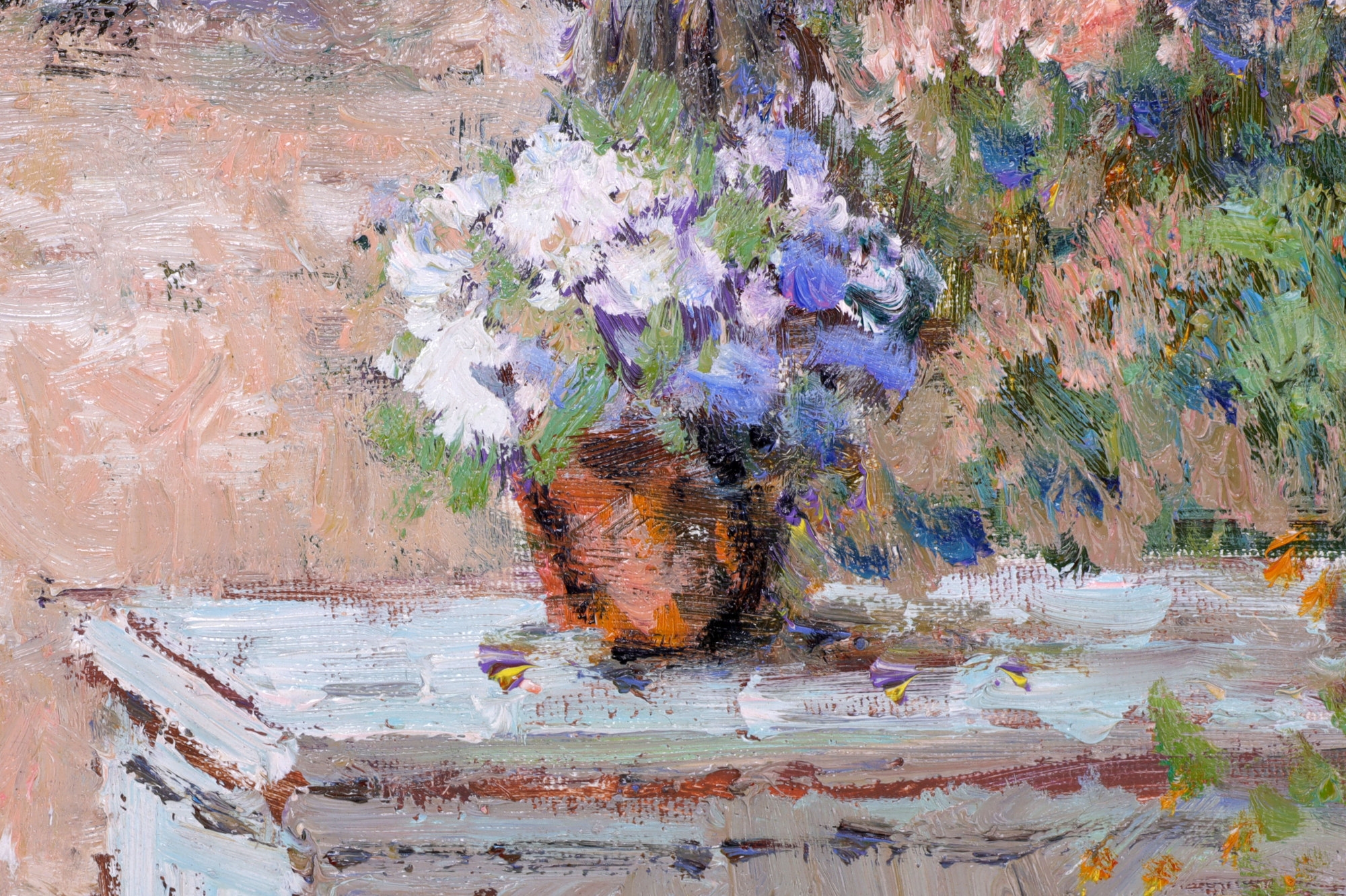S. Razin | S RAZIN OIL PAINTING OF A GARDEN VILLAGE | MutualArt