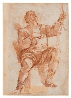 Recto: Study for the Figure of Adrian Fortescue, Verso: Study for the Figure of Juan d'Eguaras