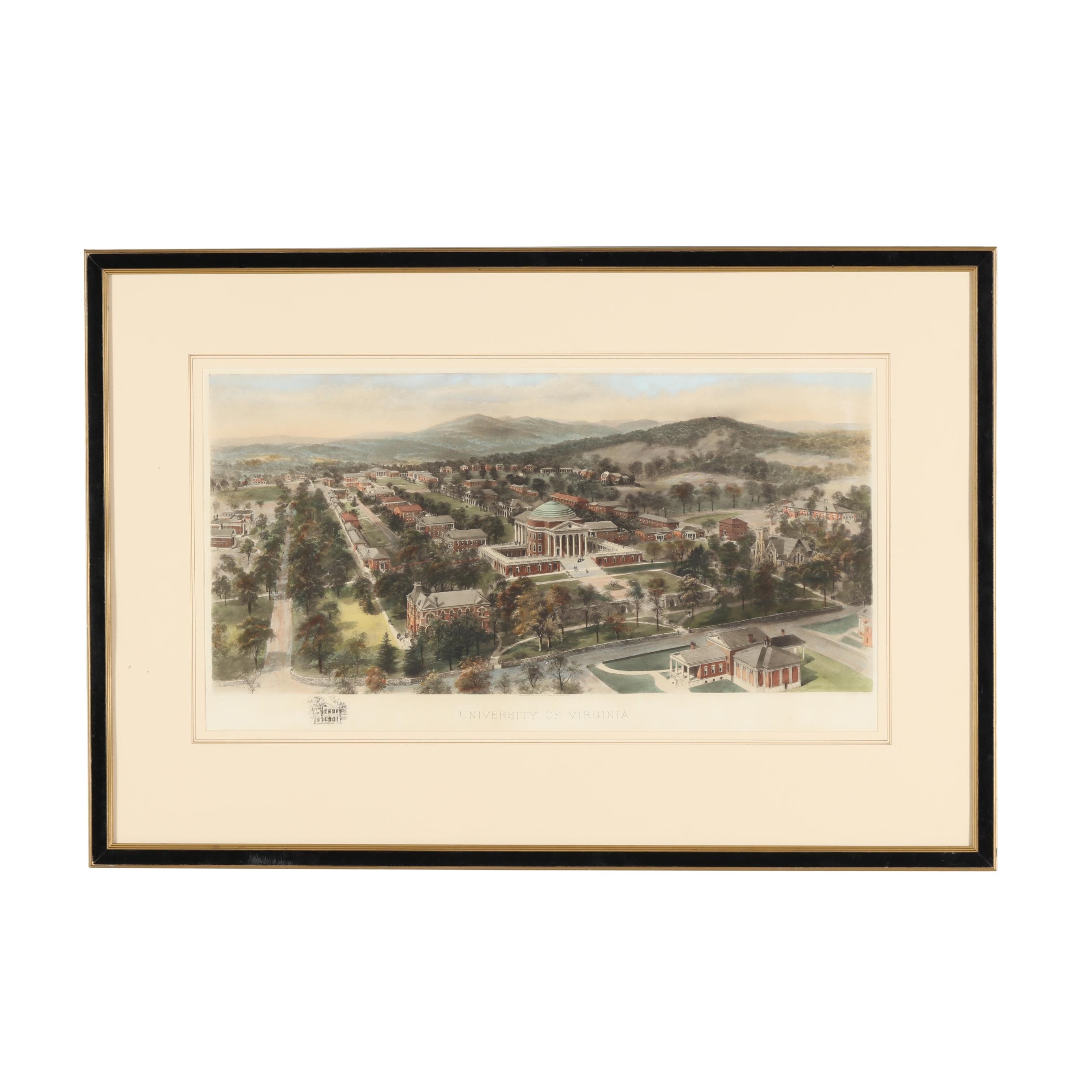 Richard Rummell | Hand-colored lithograph, 1907, depicting a bird's-eye ...
