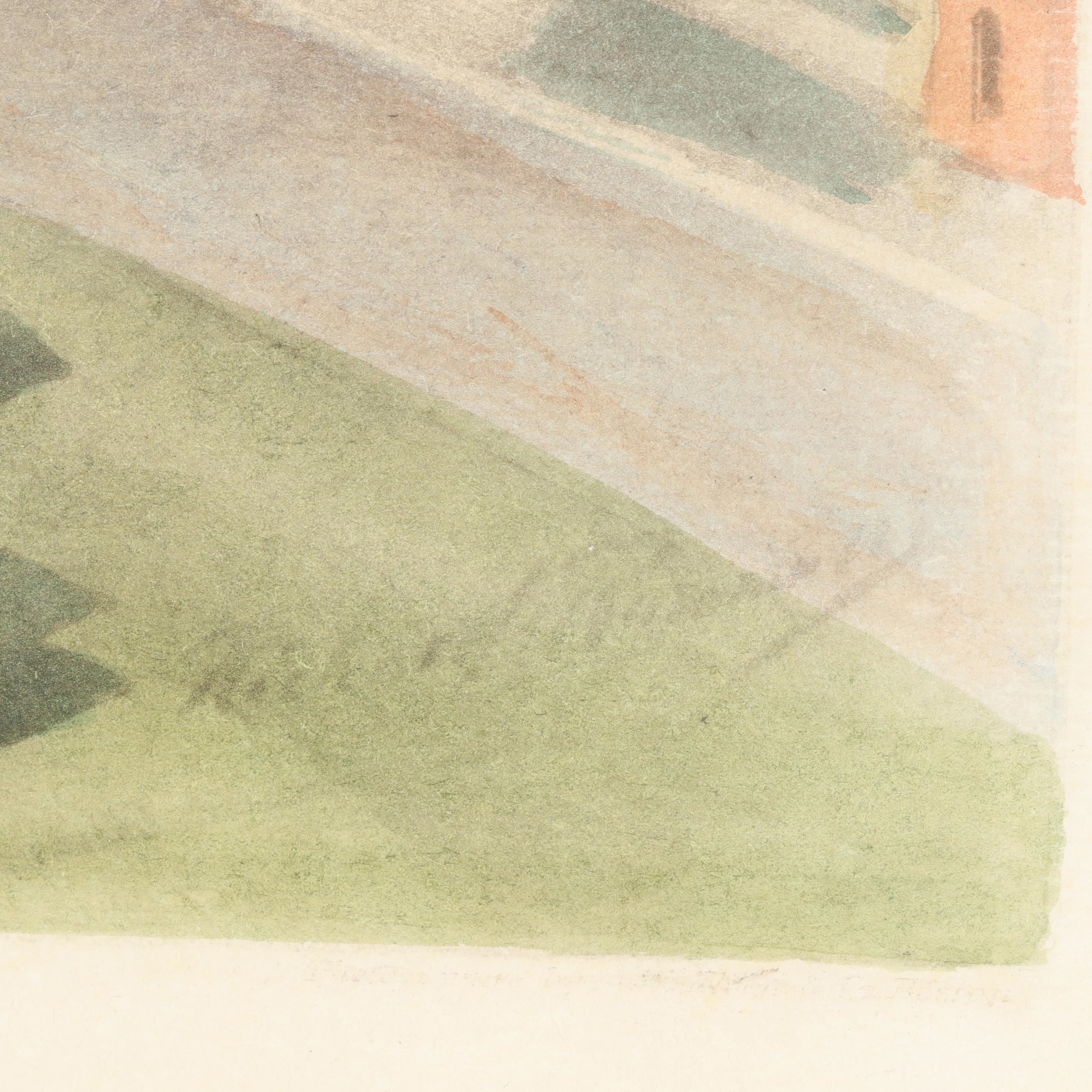 Richard Rummell | Hand-colored lithograph, 1907, depicting a bird's-eye ...
